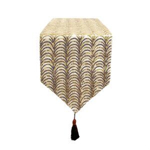 Hand Beaded Gold Sequin Velvet Table Runner